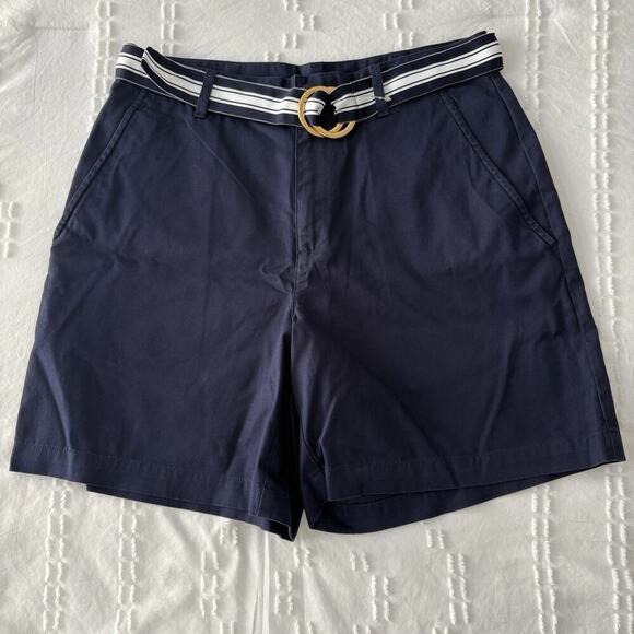 Lauren Ralph Lauren Pants - Ralph Lauren Navy Shorts Women’s Striped Belt w/ Gold NEW Without Tags Size 4